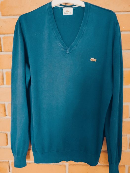 Lacoste. Sweter męski z dekoltem w szpic. Bawełna,  rozmiar M