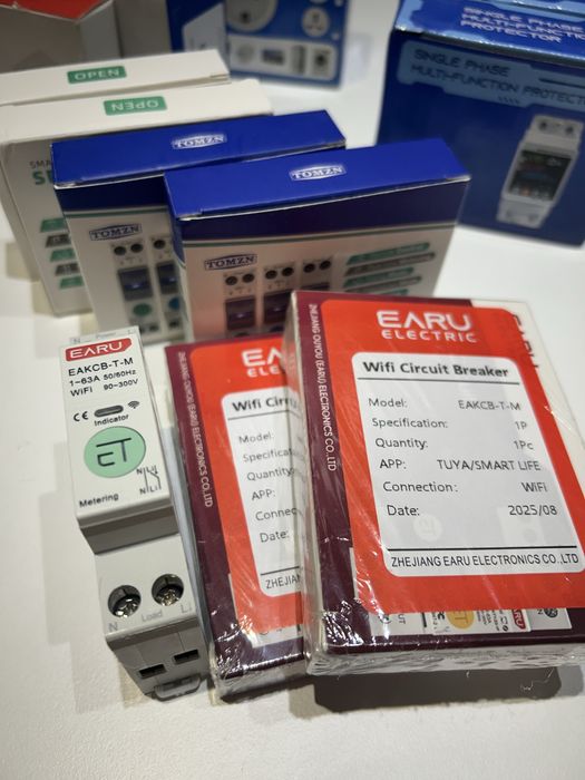 Смарт вимикач автомат томзн tomzn 63А ватметром реле напруги захист