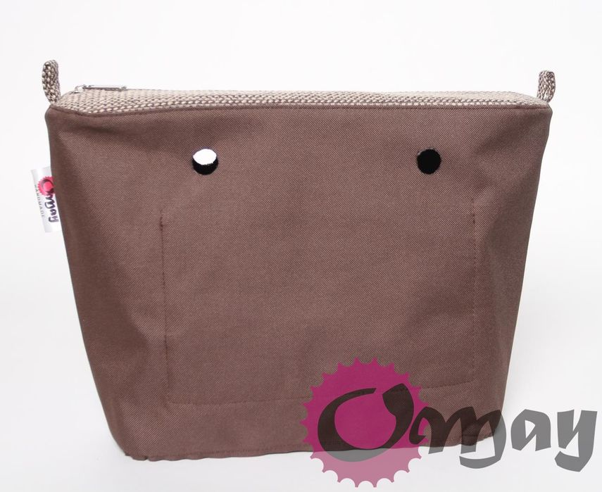 Brązowy organizer do OBAG STANDARD +OPASKA plecionka beż OMAY