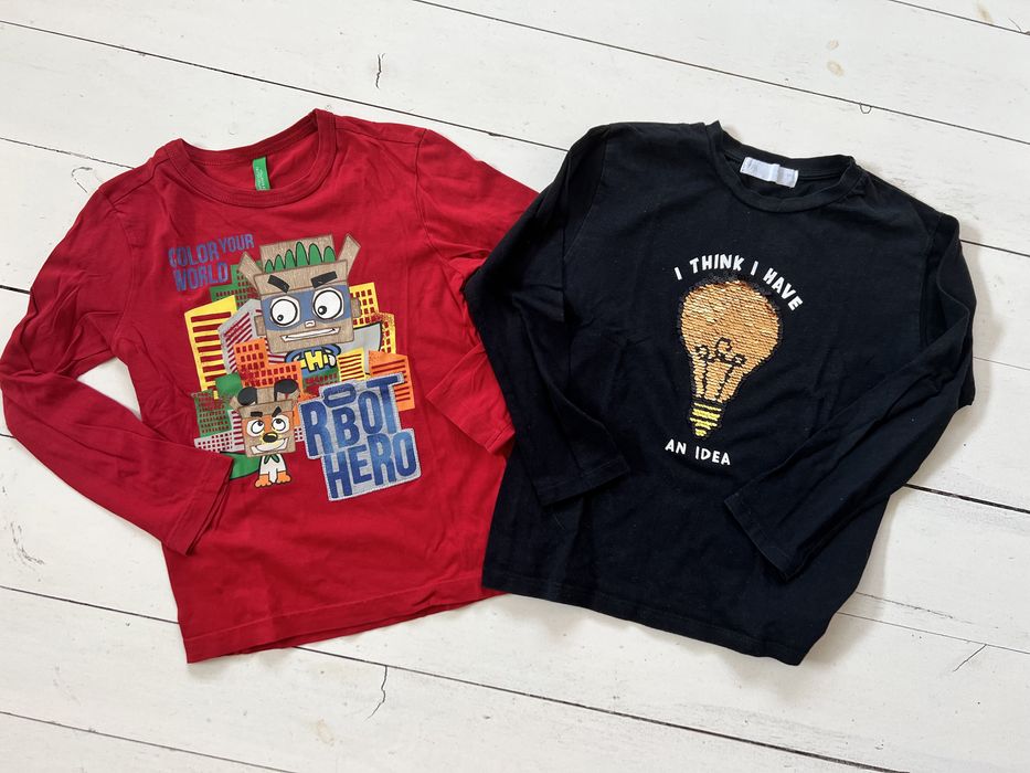 2 bluzy typu longsleeve Zara, Benetton