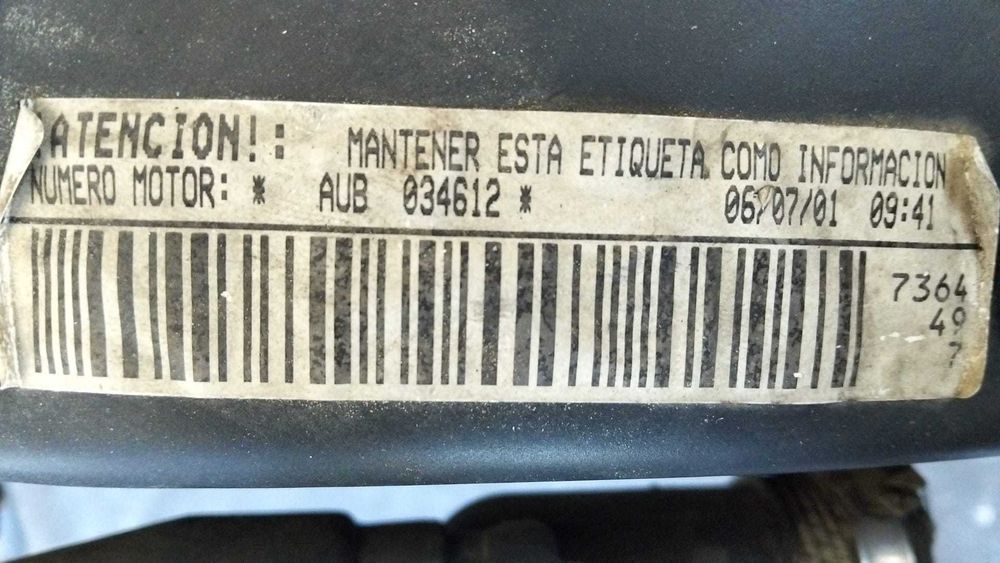 Motor SEAT Ibiza ano 2001 Ref. AUB