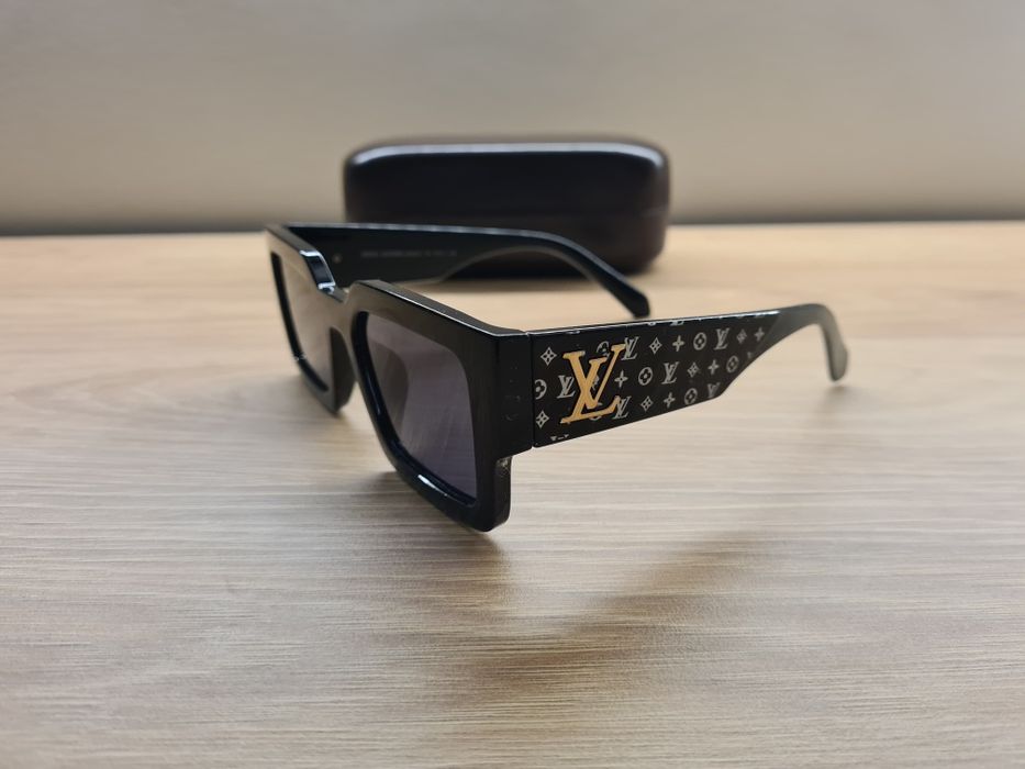 Nowe Damskie Okulary Przeciwsłoneczne UV400 Czarne Louis Vuitton Etui