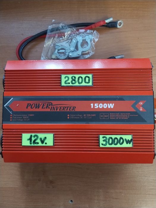 Інвертора 12,24 - 220 v.3000w.Сінус.