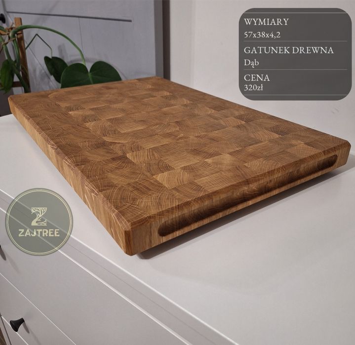 Deska sztorcowa XXL dębowa do krojenia - serwowania duża 57x38