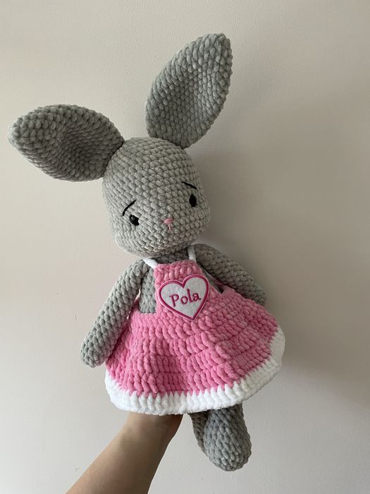Maskotka królik pluszak króliczek na szydełku ręcznie handmade
