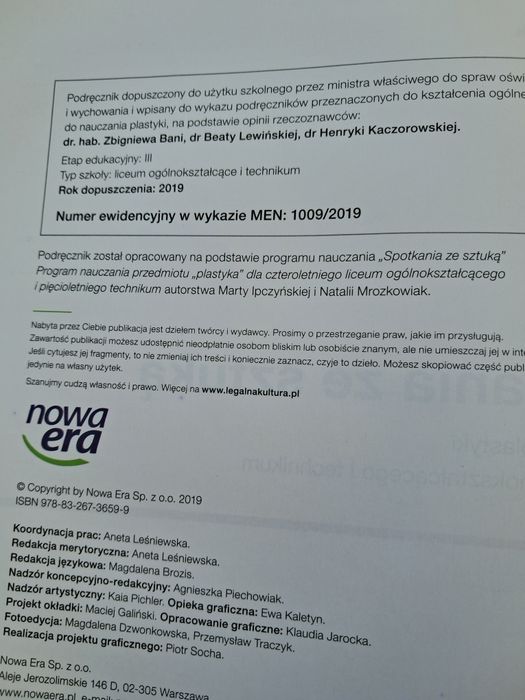 Spotkanie ze sztuką- Podręcznik do liceum I technikum  2019