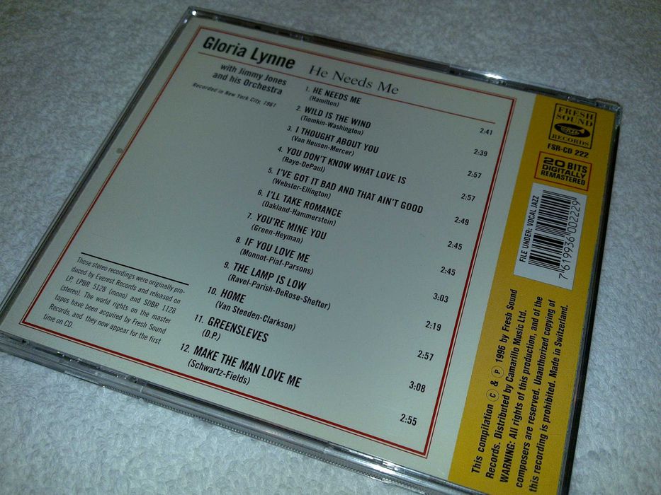 gloria lynne (he needs me) with jimmy jones orchestra - cd