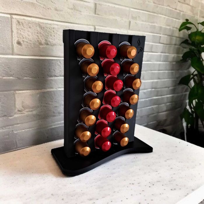 Suporte e organizador de cápsulas Nespresso com design ondulado