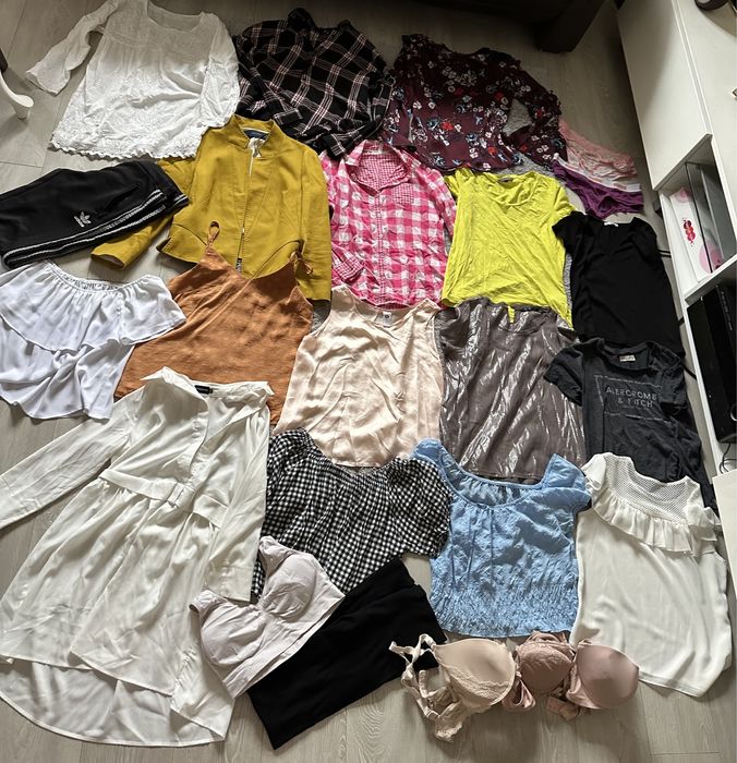 Zestaw ubran paka Hilfiger Victoria Secret koszula krata dresy 38 M