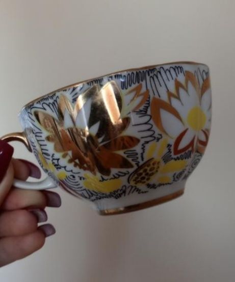 Чайный сервиз 6 персон ЛФЗ Золотая ромашка