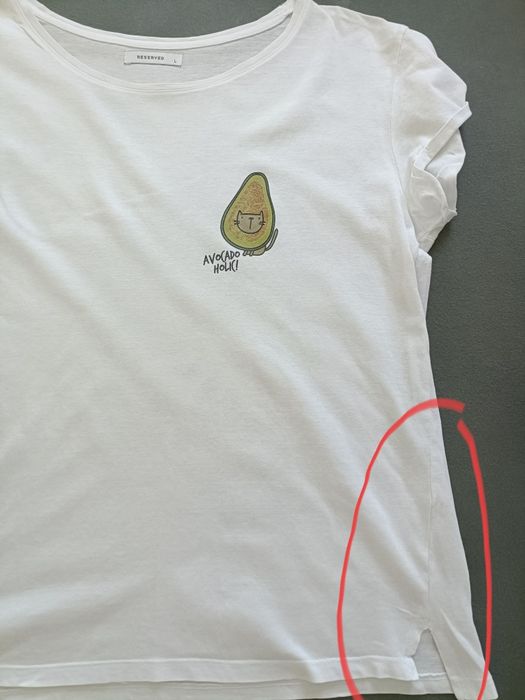 Koszulka "Reserved" 40/42 z motywem kota i avocado