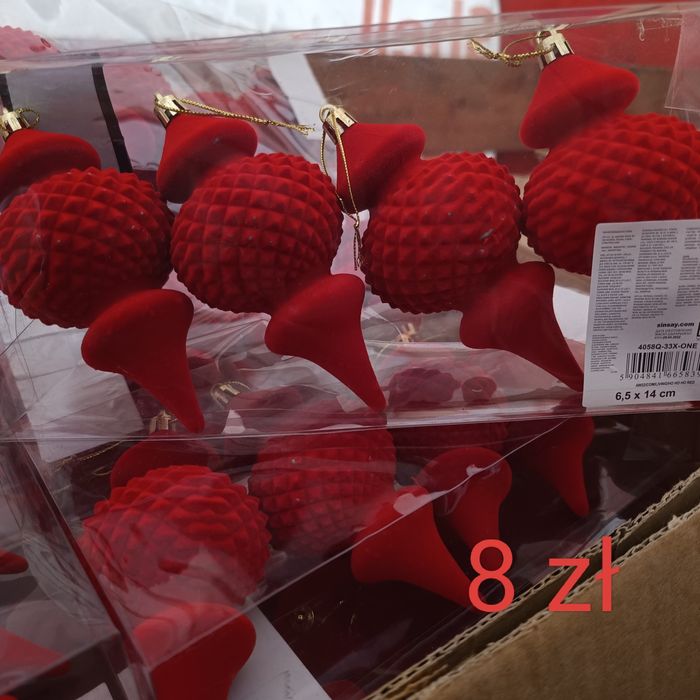 Bombki choinkowe czerwone welurowe