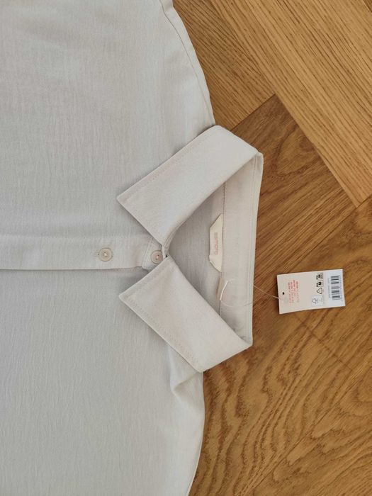 Nowa koszula damska L XL XXL oversize krótki rękaw jasny beż