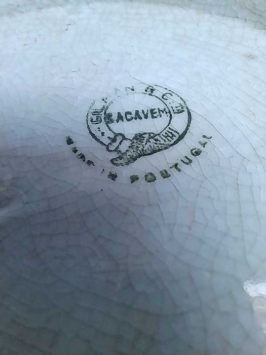 Antiga Taça Saladeira Azul Claro Flores Roxas Louça Gilman Sacavém