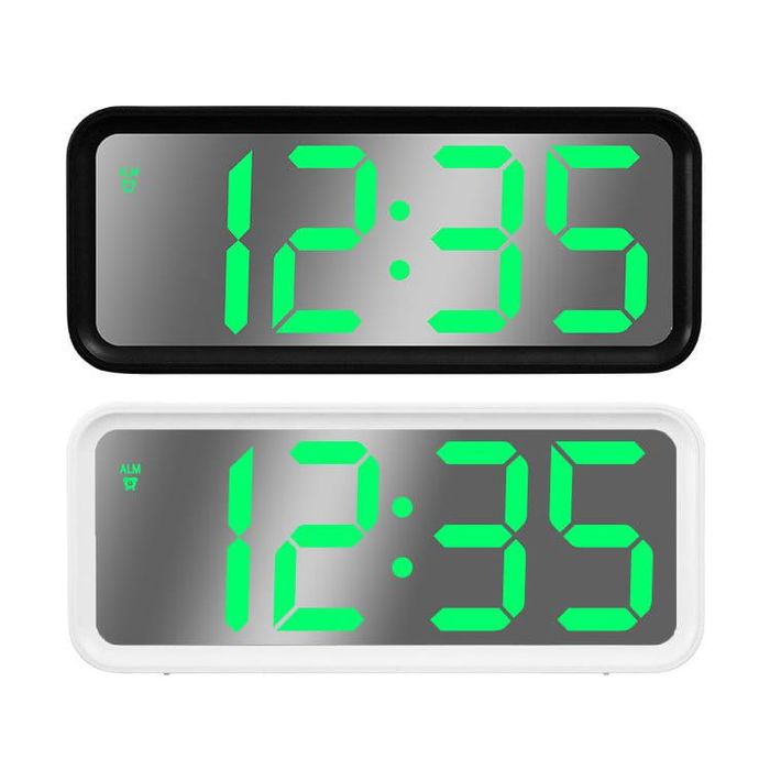 Budzik z termometrem GT087 - Biały, funkcja drzemki, USB, LCD
