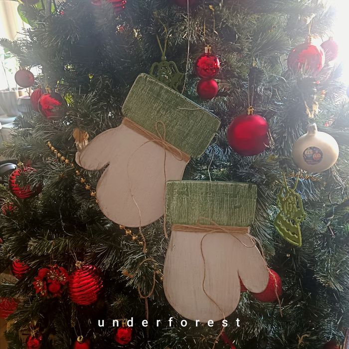 Drewniane rękawiczki dekoracja świąteczna