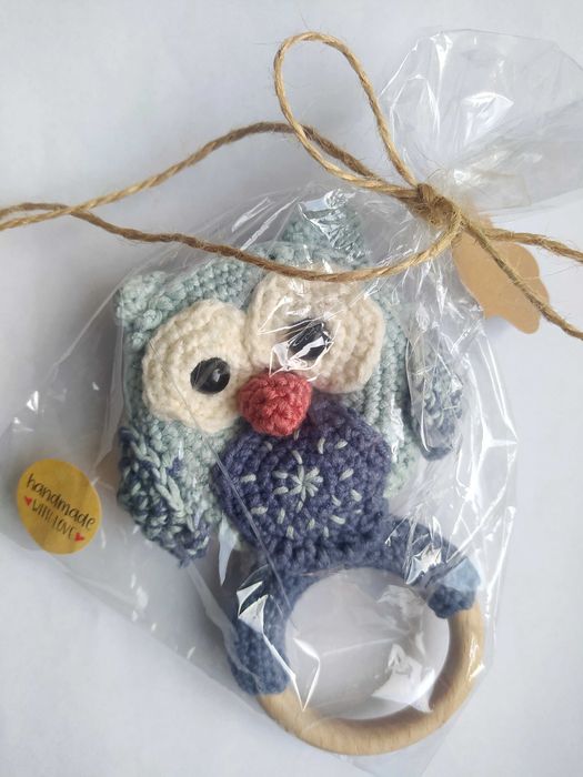 Zabawka sensoryczna - chwytacz - sowa - rękodzieło