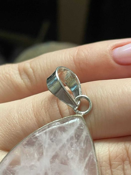 Розовый кварц, подвеска, ювелирное изделие ручной работы.