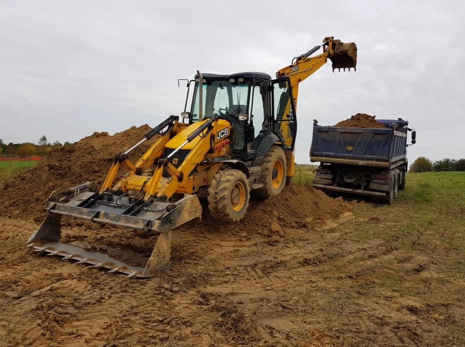Usługi koparką, koparko-ładowarka, transport kruszywa i piasku
