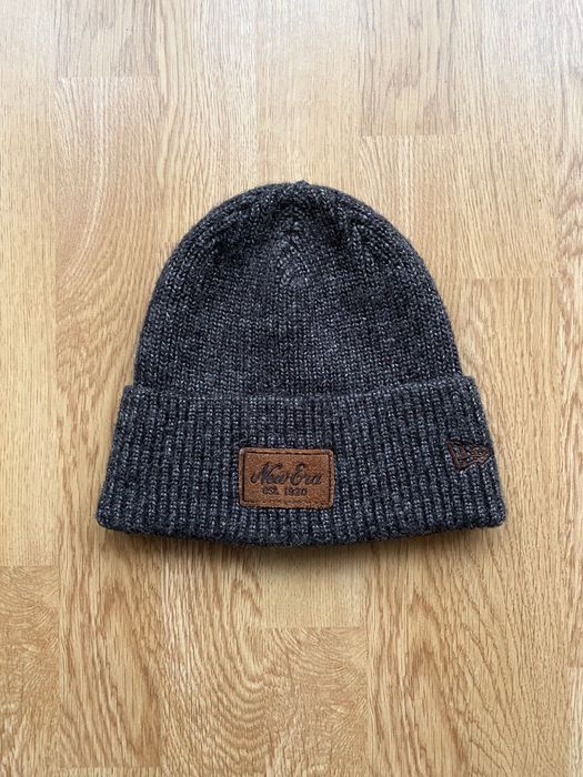 Шерстяная шапка New Era с подворотом теплая бини вязаная оригинал