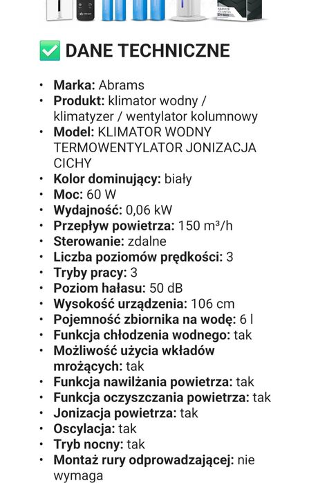Sprzedam klimatyzer wodny. Jak nowy. Użyty tylko raz.