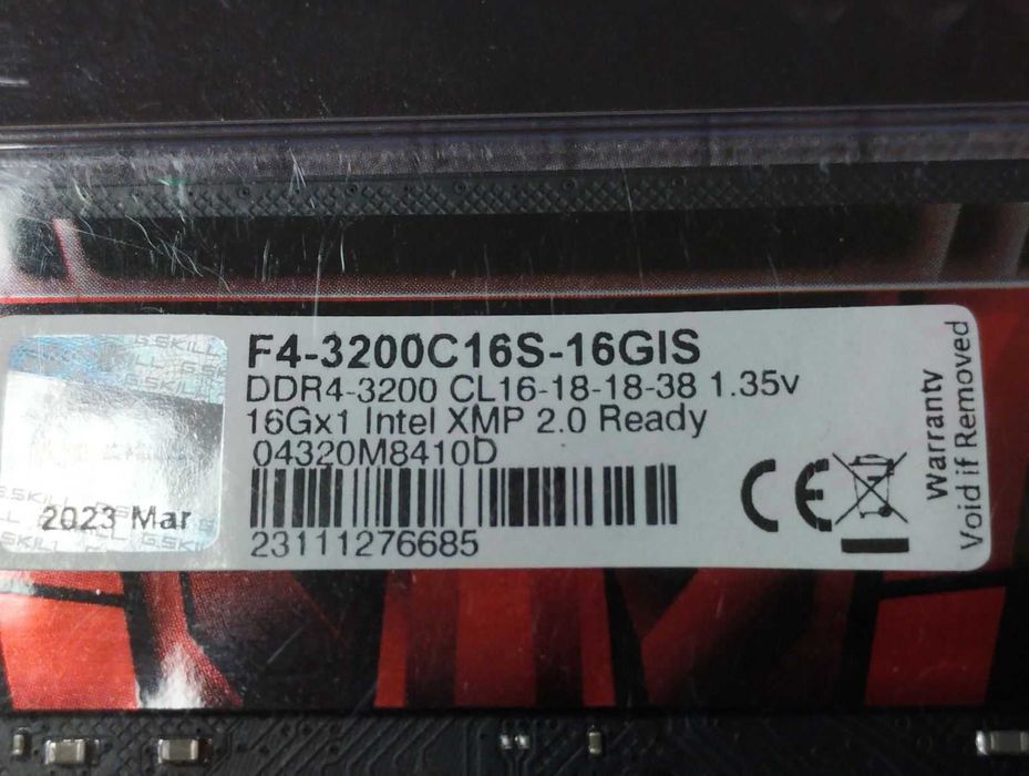 Память ОЗУ G.Skill DDR4 32GB 3200Mhz Aegis (F4-3200C16S-16GIS)