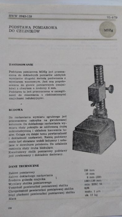 MDZg podstawa pomiarowa czujnika  NOWA !!!