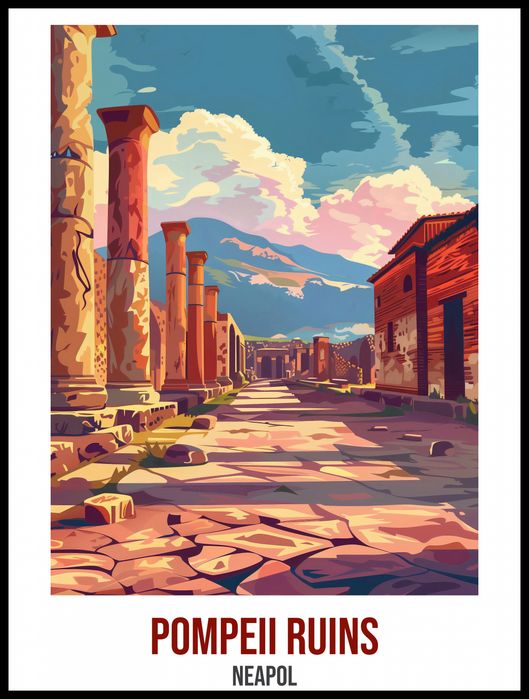 Plakat 60x80cm Pompeii Ruins, Neapol