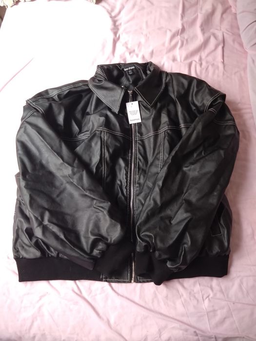 Casaco Bomber Oversized Preto Cabedal Vegan NOVO