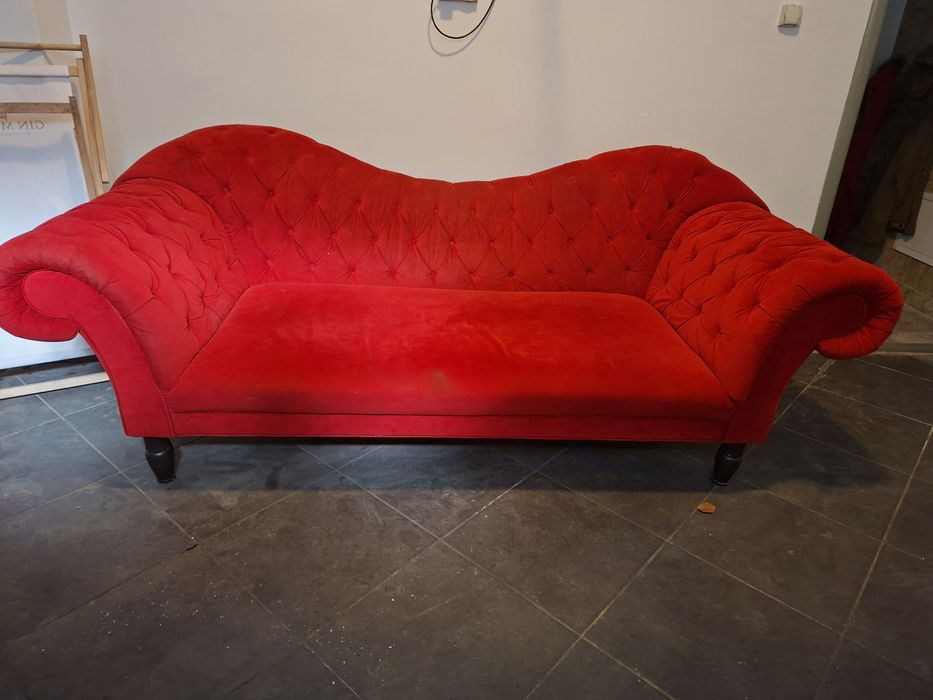 Sofa typu glamour, duża, czerwona