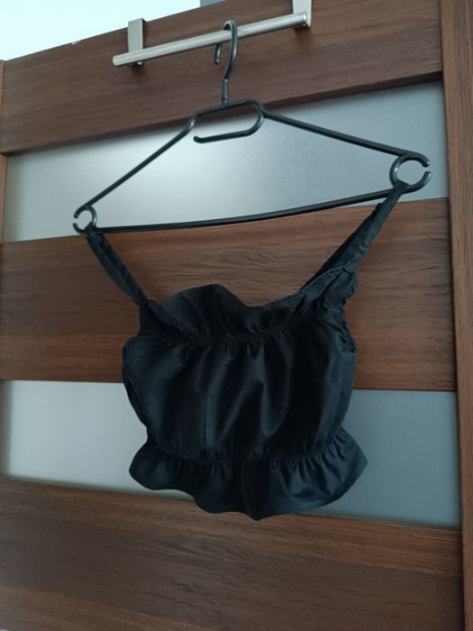 Krótki top czarny bawełniany H&M 34