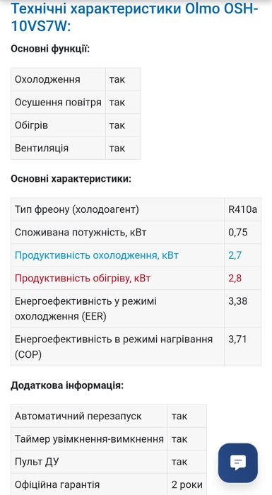 Кондиціонер Olmo