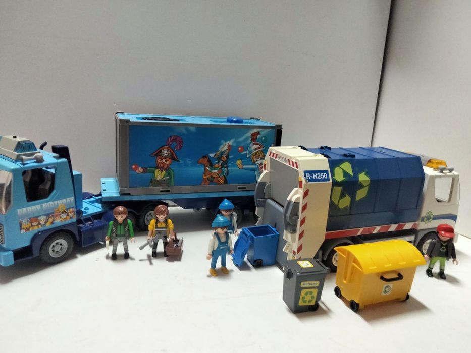 Playmobil śmieciarka i Tir z obsługą