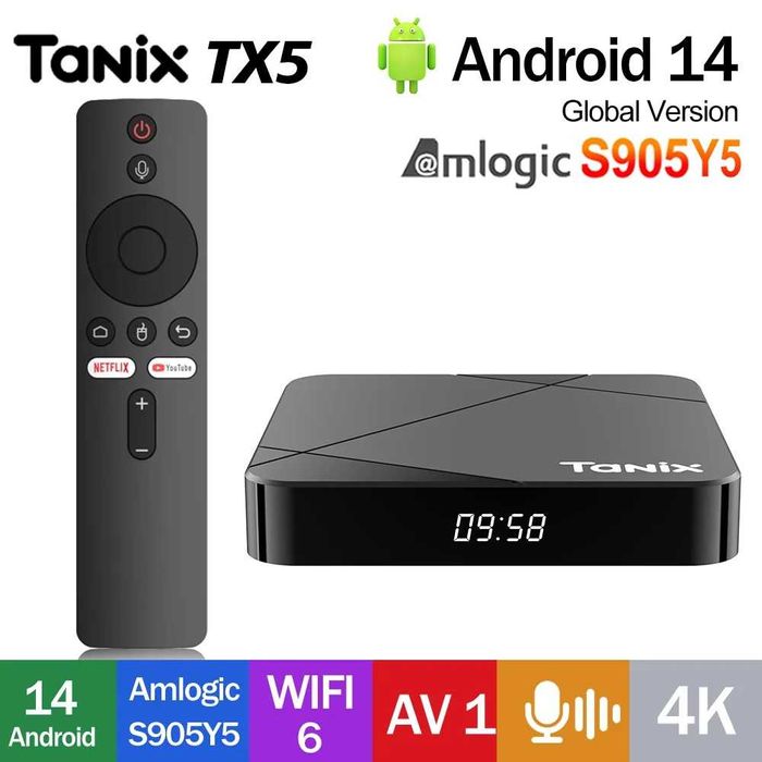 Смарт приставка Tanix TX5 4/32GbAndroid 14.0  Amlogic S905Y5 SlimBOX
