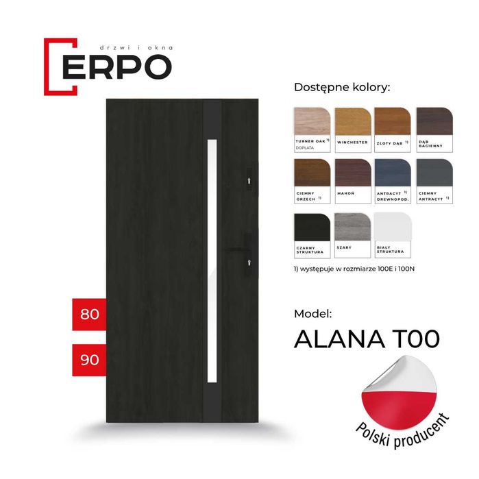 NOWE drzwi zewnętrzne winchester gr.72mm ocieplone 90 prawe i lewe