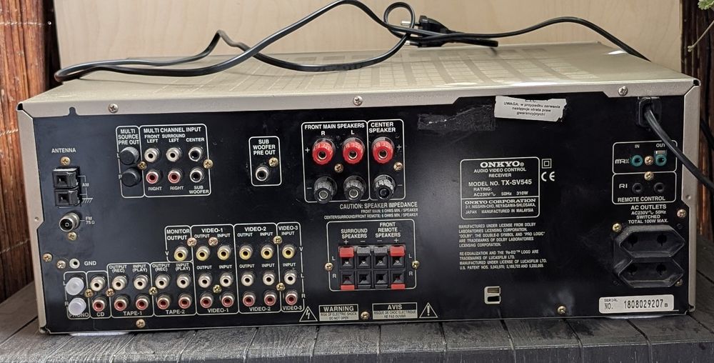Amplituner Onkyo TX-SV545 z oryginalnym pilotem