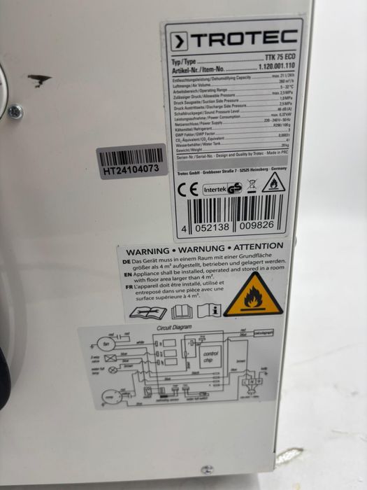 Trotec przemysłowy osuszacz powietrza TTK 75 ECO