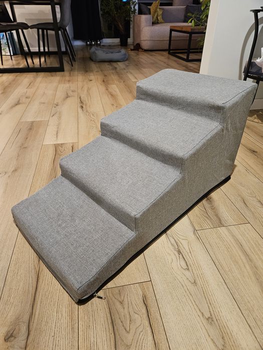 Schody dla psa 4 stopnie szare - 40cm - zdejmowany pokrowiec