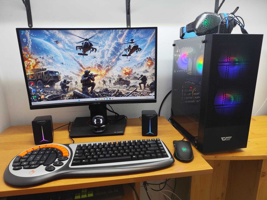 Gamingowy komputer ARGB/RGB.Grafika 8GB,procesor 8rdzeni,32GB RAM, dysk 1TB, M.2 NVMe + monitor+akcesoria