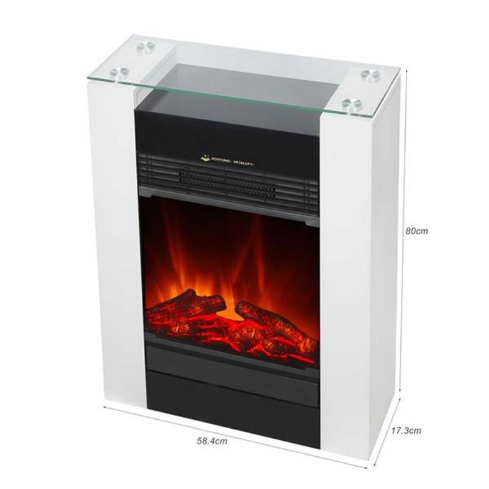 Kominek Elektryczny EL FUEGO TESSIN 0.9-1.8kW LED z pilotem BIAŁY !!