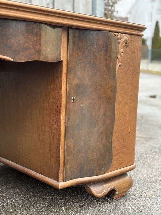 Klasyczne biurko gabinetowe Art Deco miedzywojenne