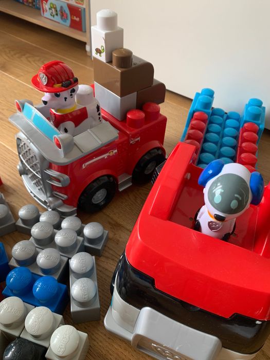 Klocki duże mega bloks ionix Psi Patrol baza patrolowiec marshall