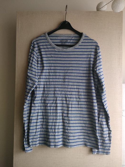 Bluzka w paski M/L szara bluzka z długim rękawem