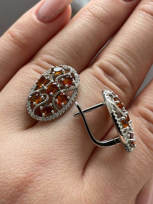 Серебряные серьги 925 пробы с натуральным цитрином