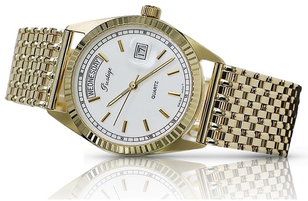 Złoty zegarek z bransoletą męski 14k 585 Geneve mw013ydw&mbw013y Wr