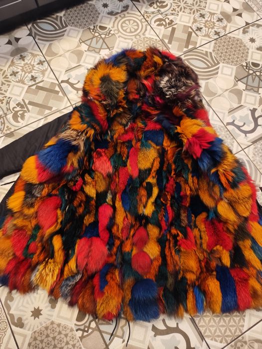 Parka lis farbowany unikat kurtka