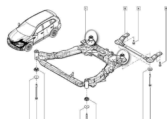 Сайлентблоки подрамника Nissan Rogue, X-Trail T32,T31 54466