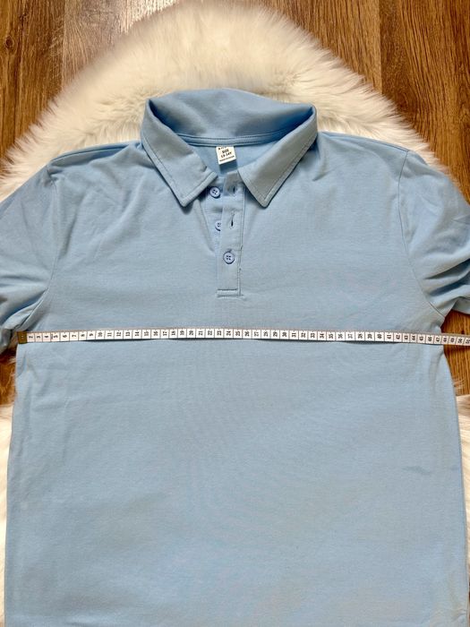 Koszulka polo bawełna wiskoza baby blue niebieska S