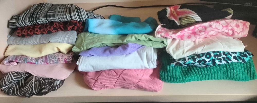 paczka ubrań damskich bluzki, spodnie, sukienki X/XL