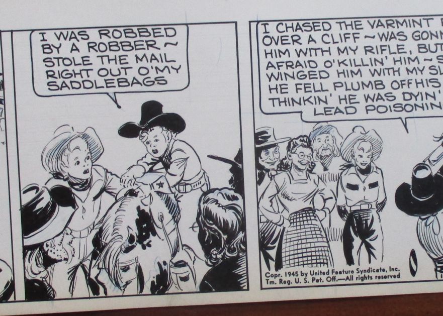 1945 - Broncho Bill - comic strip original art - banda desenhada